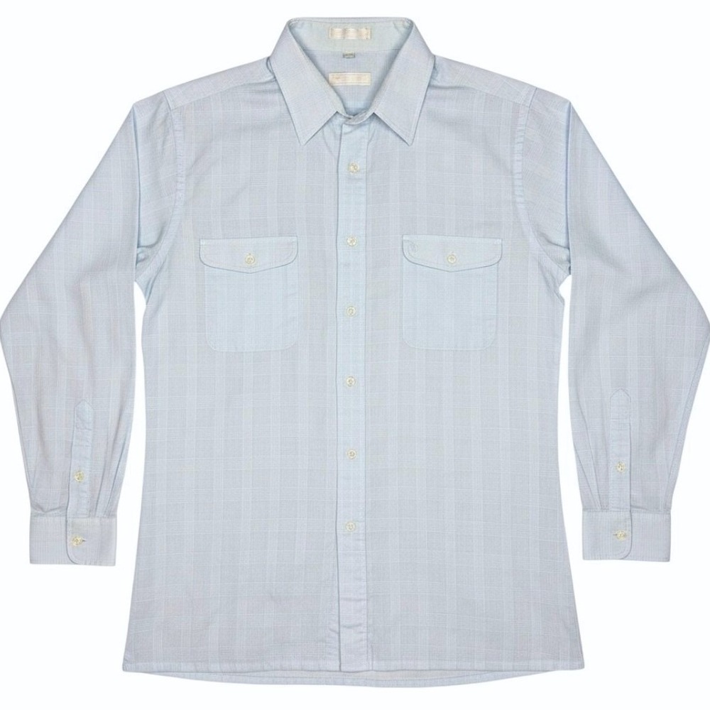 Vintage Christian Dior Monsieur Powder Blue Button Down Shirt Epaulets M